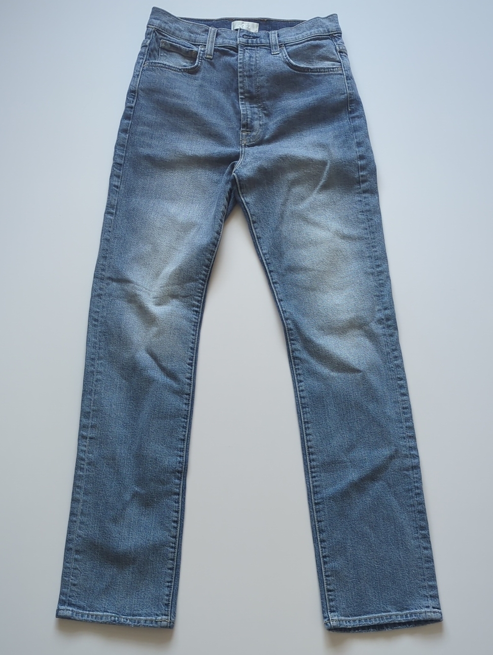 7 For All Mankind Straight Leg Jeans in Medium Wash Blue Easy Slim 7FAM